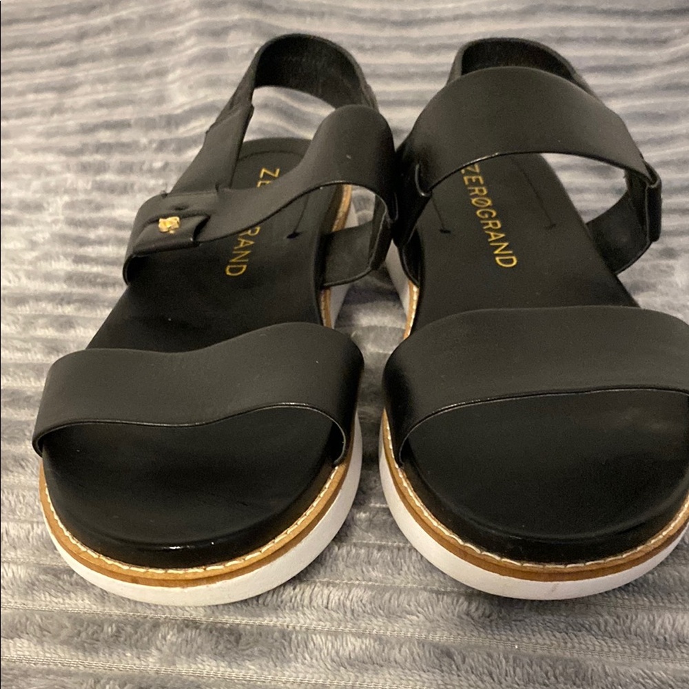 Women's Black Sandals, minimal wear.  Elastic strap around ankle